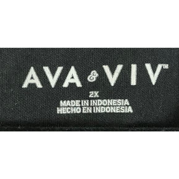 Ava & Viv 2X Black Plus Size T-Shirt Relaxed Fit New With Tags Casual Tee - Picture 2 of 7